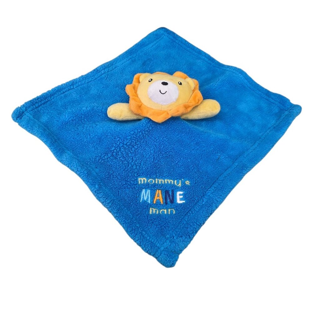 Baby Gear Yellow Lion Blue Fleece Lovey Security Blanket "Mommy's Mane Man"